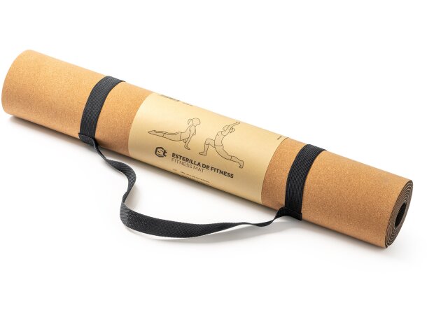 Esterilla de yoga con logo en corcho natural 900 g/m2 Aura Crudo detalle 3