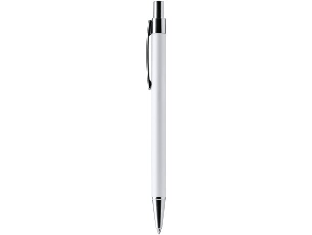 Bolígrafo metálico con logo con clip de aluminio reciclado tinta azul Rodal Blanco detalle 3