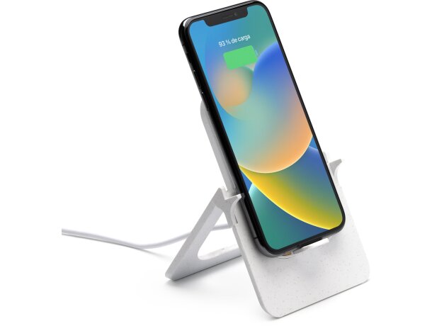 Soporte móvil personalizado de bambú Alok Blanco detalle 2