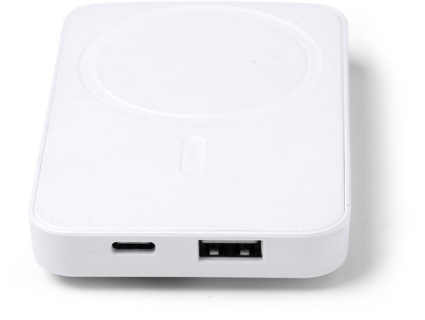 Powerbank de 5000 mah con detalles en bambú Gunder Blanco detalle 3