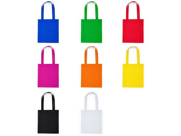 Bolsas de algodón personalizadas de asas largas reforzadas a color 105 g/m2 Blanco detalle 1