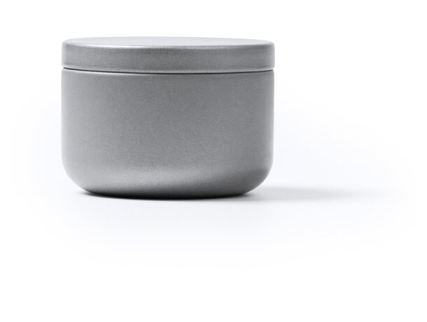 Vela aromática Gento de cera vegetal en recipiente metálico Plata detalle 3