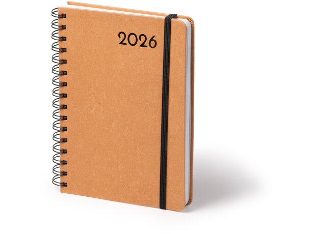 Agenda Kurtis cuero reciclado con anillas A5 día página Negro detalle 4