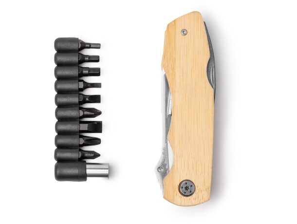 Multiherramienta Danilo con acero inoxidable y bambú natural Crudo detalle 4