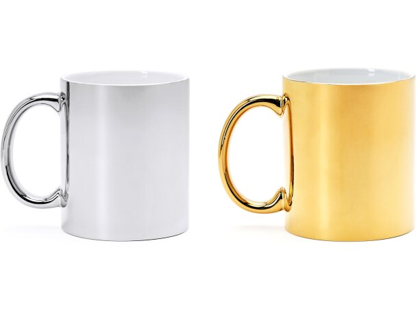 Tazas en plata y oro de cerámica Zala Plata detalle 2