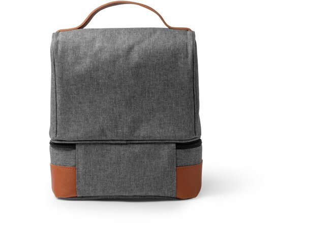 Bolsa térmica personalizada con cremallera y base en pu de rPET Kulga Gris vigore detalle 2