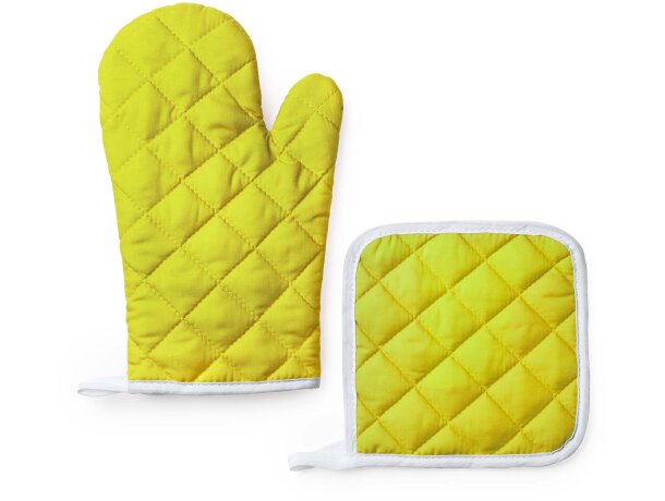 Set de horno manopla con agarrador a juego poliéster-algodón Eneko Amarillo detalle 5