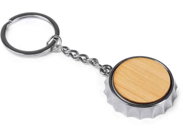 Llavero abridor Dupont con bambú y acabado cromado Plata detalle 3