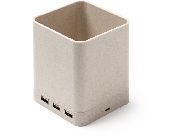 Portalápices Melbux cargador inalámbrico 5W fibra de trigo Crudo detalle 3