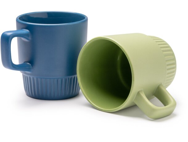 Taza cerámica Longi con asa ergonómica y base biselada Beige detalle 3
