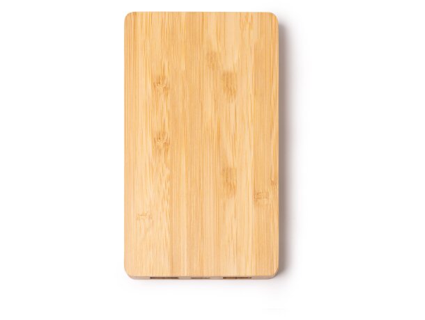 Bateria externa personalizable Akrol bambú 8000 mAh tipo C Crudo detalle 2