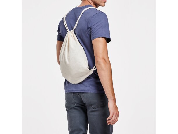 Mochila de cuerdas multiusos de algodón 140 g/m2 Mirlo Crudo detalle 2