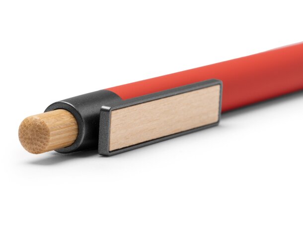 Bolígrafo Copla con clip de bambú y mecanismo pulsador Blanco detalle 2