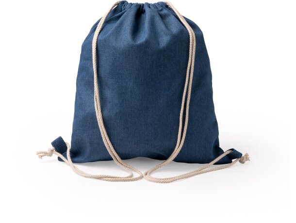 Mochila saco tejido vaquero y cuerdas de algodón Vaquero detalle 2