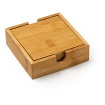 Posavasos bambú natural Algor con caja y logo