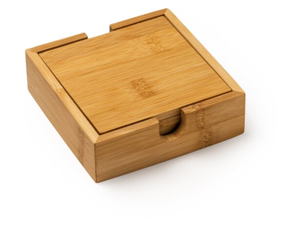 Set 4 posavasos Algor bambú natural con caja almacenaje eco Crudo detalle 5