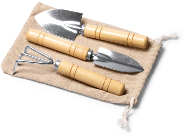 Set jardinería Crocus con acero inoxidable y bambú natural Crudo detalle 4