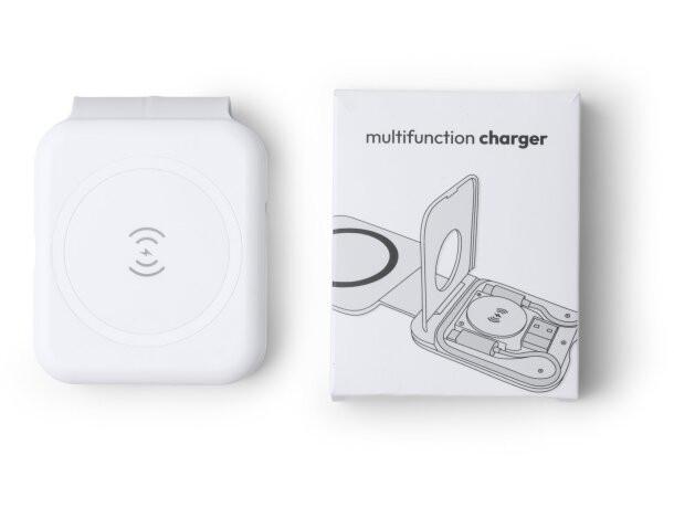 Cargador inalámbrico Laredo 3 en 1 plegable 15W Blanco detalle 5
