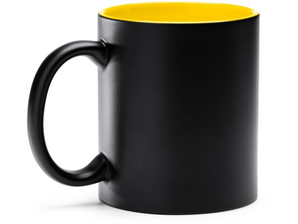 Taza con logo con interior a color cerámica Macha Amarillo detalle 3