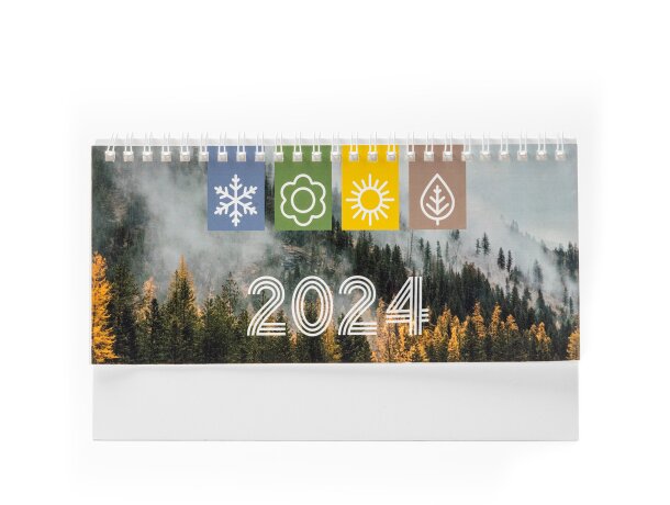 Calendario sobremesa Flint blanco con santoral y anillas Blanco detalle 5