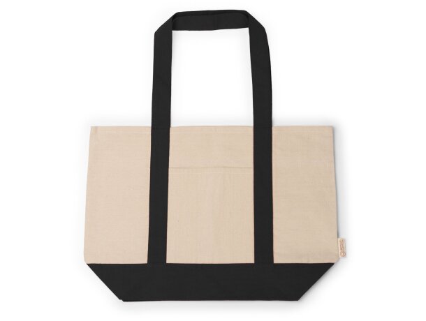 Bolsa de playa Paty con asas reforzadas algodón reciclado Negro detalle 4