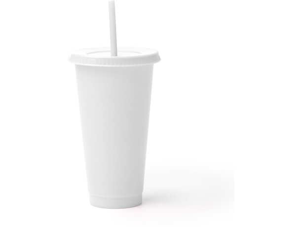 Vaso Baky con pajita en PP reciclado 710 ml Blanco detalle 4