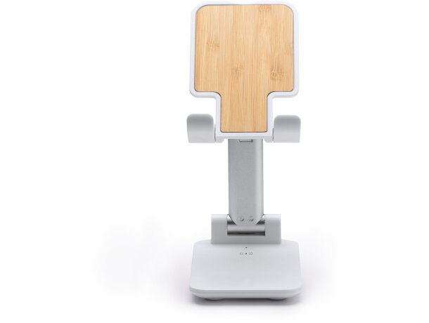 Soporte cargador inalámbrico ZICUM bambú 15W ajustable QI Blanco detalle 4
