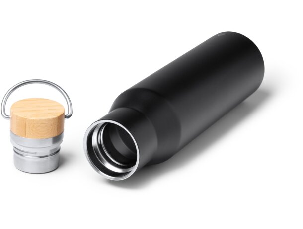 Botellas de acero inoxidable con tapa de bambú Meyer 550ml Negro detalle 2