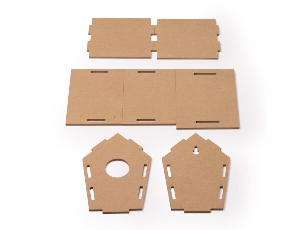 Casa pájaros Manik natural en MDF Crudo detalle 1