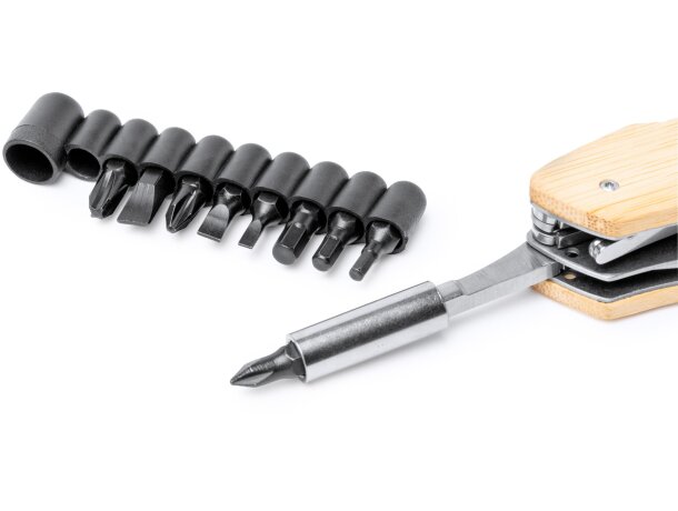 Multiherramienta Danilo con acero inoxidable y bambú natural Crudo detalle 2