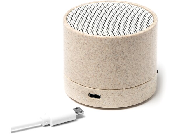 Altavoz Bluetooth Kumber fibra trigo natural radio FM manos libres Crudo detalle 1