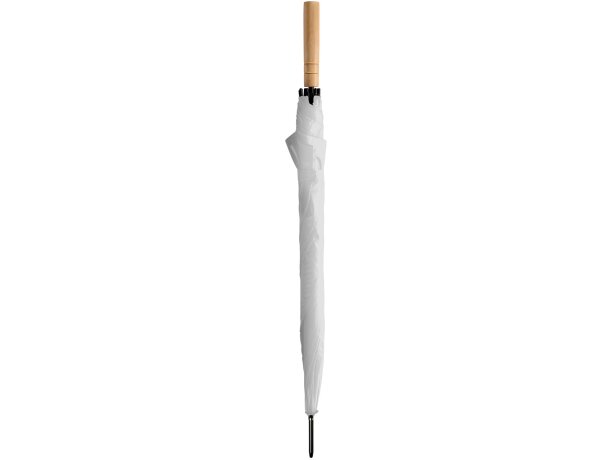 Paraguas de poliéster con mango de madera Fargo Blanco detalle 4