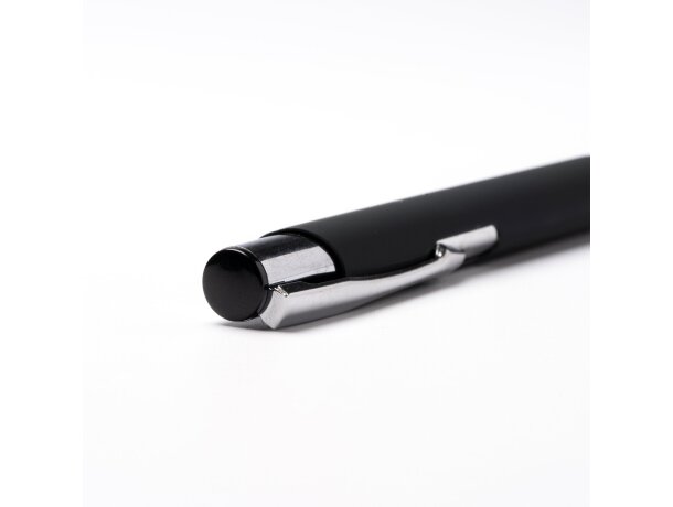 Bolígrafo de metal pulsador de aluminio tinta azul Borux Blanco detalle 1
