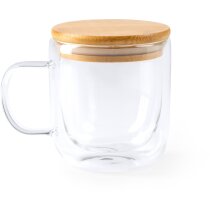 Taza Indal cristal borosilicato tapa bambú natural