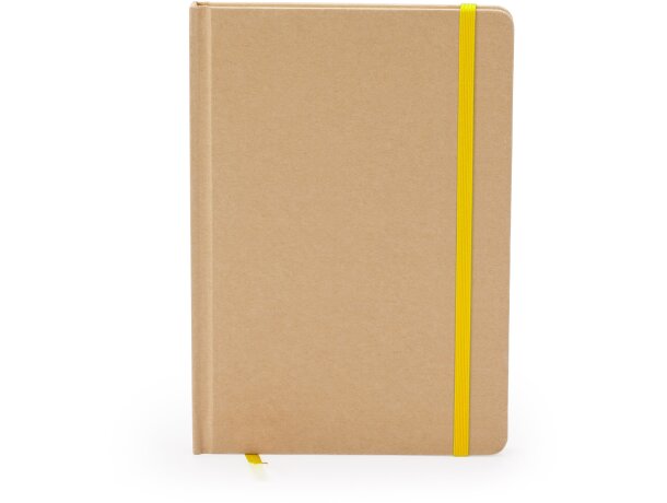 Bloc de notas con elástico y separador a color cartón reciclado Estela Amarillo detalle 9