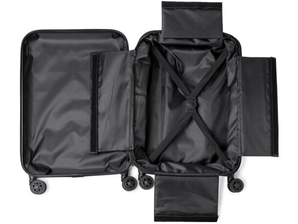 Maleta trolley Foldy de poliéster reciclado con ruedas 360° Negro detalle 4