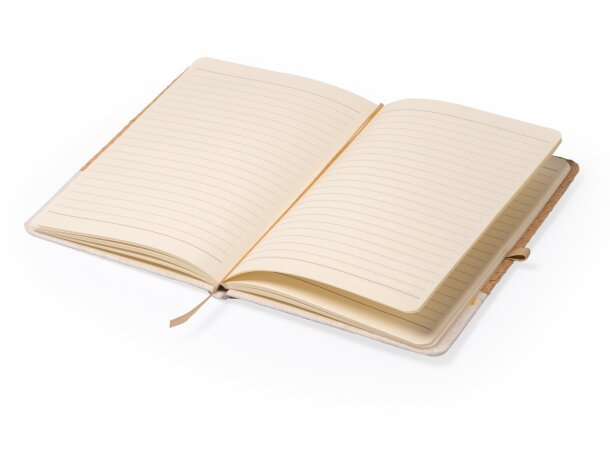 Libreta con banda elastica corporativa con tapa rígida y marcapágina unisex paja natural Bert Crudo detalle 2