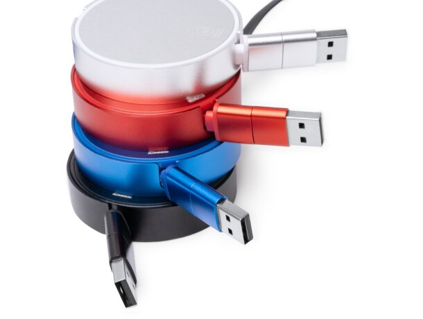 Cable cargador Dawson retráctil con doble puerto tipo C lightning Negro detalle 2