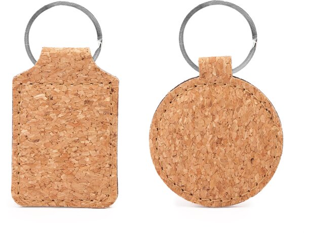Llaveros ecológicos con estilo clásico Hibis de corcho natural y anilla metálica Rectangular detalle 1
