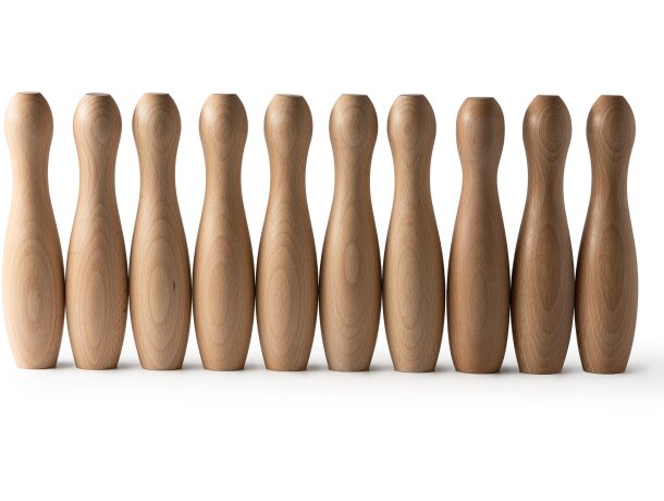 Juego bolos Viza madera natural personalizado publicidad 10 piezas Crudo detalle 3