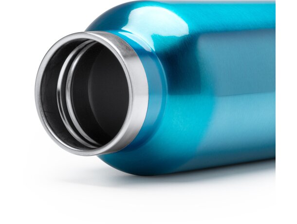 Botella de acero con tapa de bambu y asa metalica plegable 500ml Tiset Blanco detalle 2