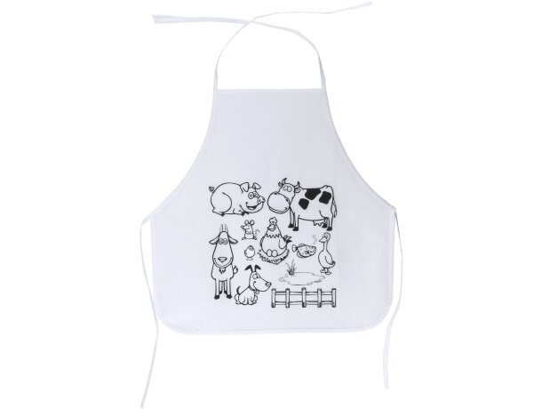 Delantal Pachu non-woven con ceras y zona para logo infantil Blanco detalle 5