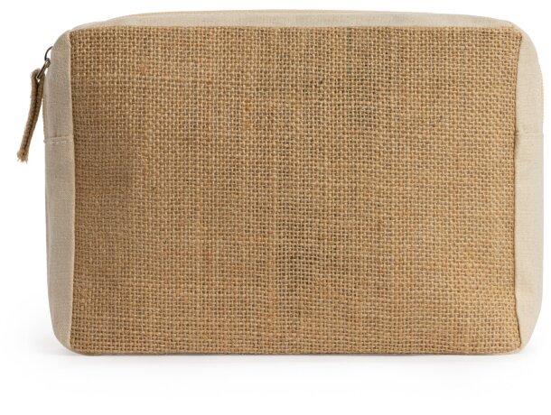 Neceser promocional barato Vera algodón yute natural cremallera Crudo detalle 4