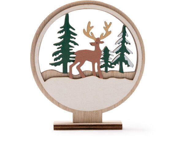 Adorno navideño Zikos de madera natural con base desmontable Crudo detalle 4