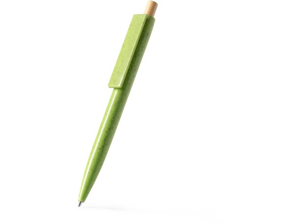 Bolígrafo Carini con fibra de trigo y pulsador de bambú Amarillo detalle 3