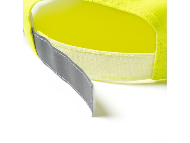 Gorra de béisbol barata poliéster Balder Amarillo fluor detalle 2