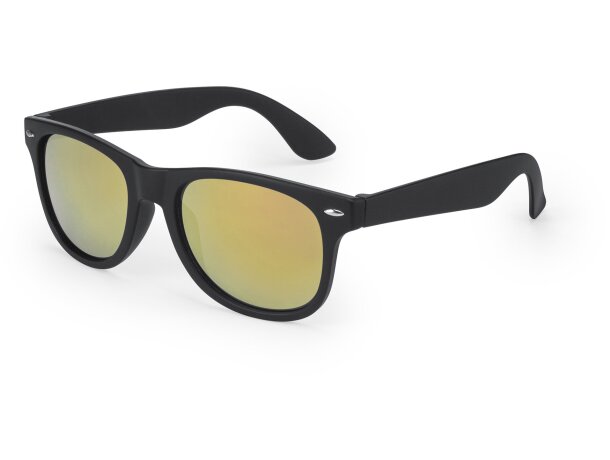 Gafas de sol publicitarias para acabado negro mate y lentes espejo Ciro Amarillo detalle 3
