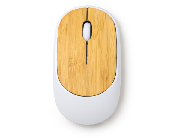 Ratón inalámbrico Remy bambú ABS reciclado 1600 DPI oficina Blanco detalle 3
