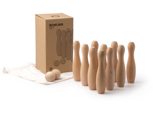 Juego de bolos de madera ecológico Crudo detalle 2