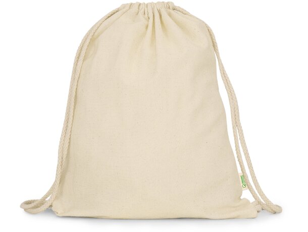 Mochila saco color natural algodón orgánico Muna Crudo detalle 3